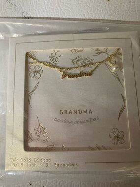 Grandma 14K Gold-Dipped Name Necklace with Pearl Accent - Gold